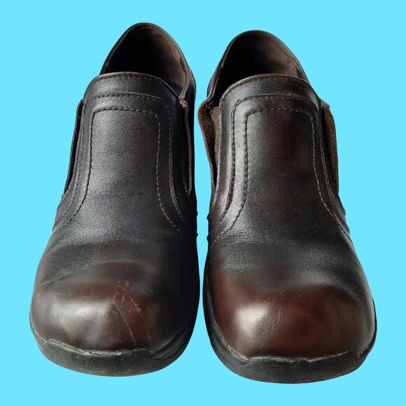 Vintage 90s Y2K Chunky Heel Wedge Loafers brown Leather Womens US 8 - Picture 5 of 11